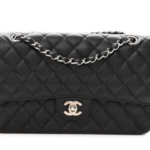 CHANEL Black Crossbody Bag with Quilted Design and Silver Chain hardware